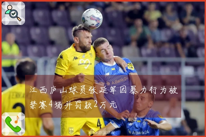 江西庐山球员张延军因暴力行为被禁赛4场并罚款2万元